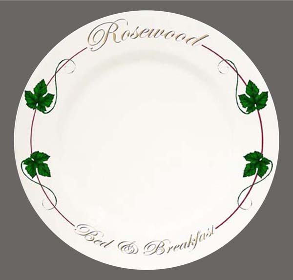 Restaurant Dishes Printed bed and breakfast with their own personal dinner plates