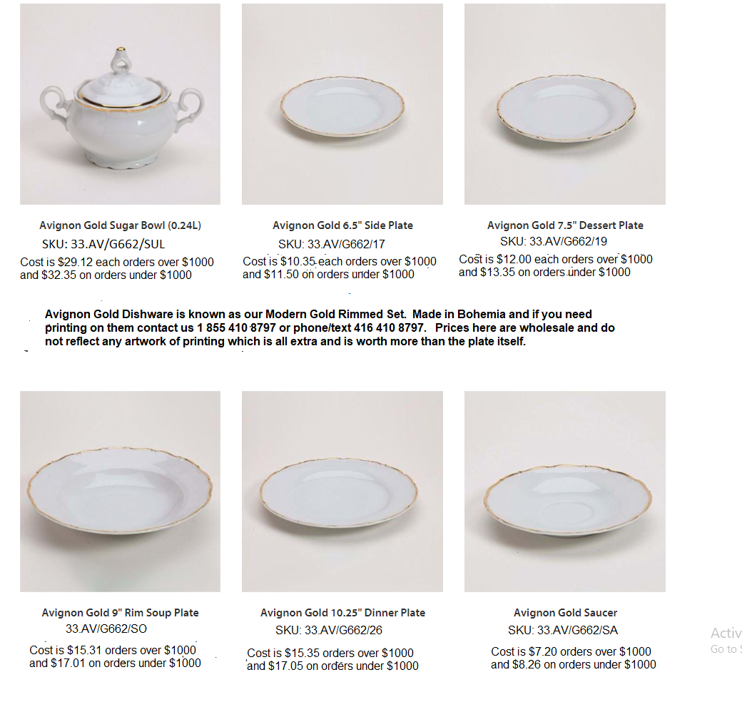 Avignon Gold Wholesale Dishware